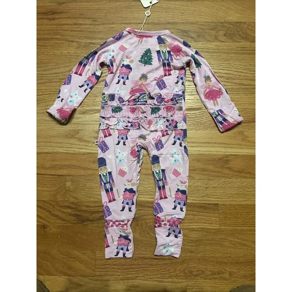 Bums & Roses 3-6 Months Convertible Ruffle Romper Nutcracker Christmas Bamboo